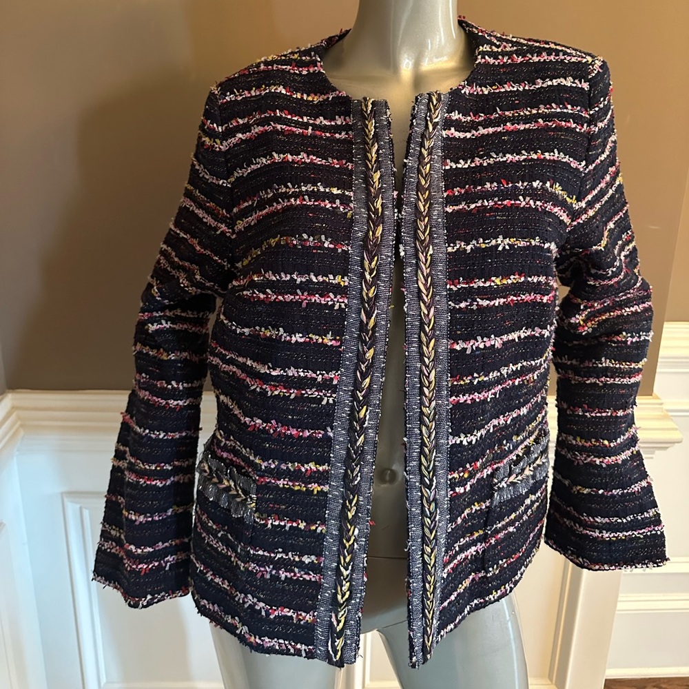 NWT TALBOTS Fringe Tweed Multicolored Blazer Sz 16P
